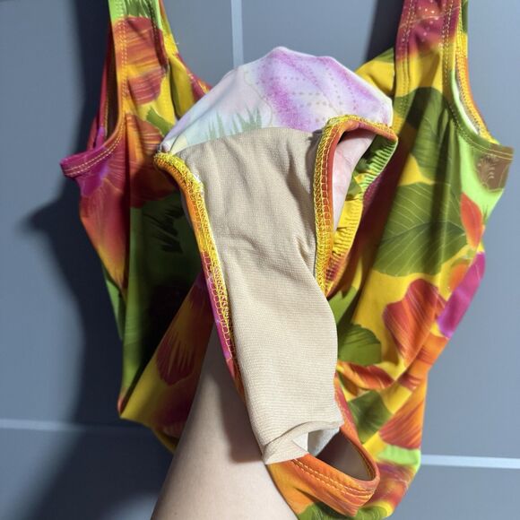 Longitude Women Floral Hawaiian Vacation One Piece Swimsuit 14 Multicolor - Picture 3 of 6